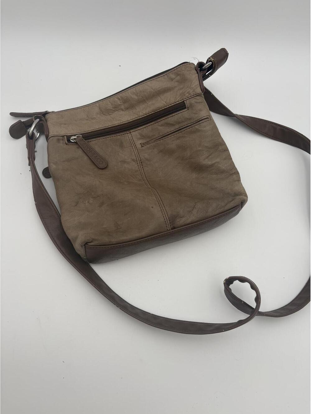 Stone & Co Brown and Taupe Crossbody Messenger Bag with Multiple Zip Pockets - Picture 6 of 8